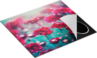 Chefcare Inductie Beschermer Rode Bloemen - 60x50 cm - Afdekplaat Inductie - Kookplaat Beschermer - Inductie Mat