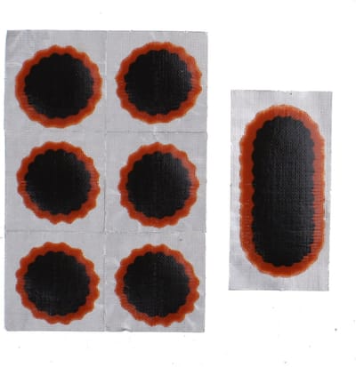 Rema Tiptop Pleisterstrip voor fietsbanden - 6 ronde en 1 lange patch - Dubbelgelaagd rubber - Zwart/rood