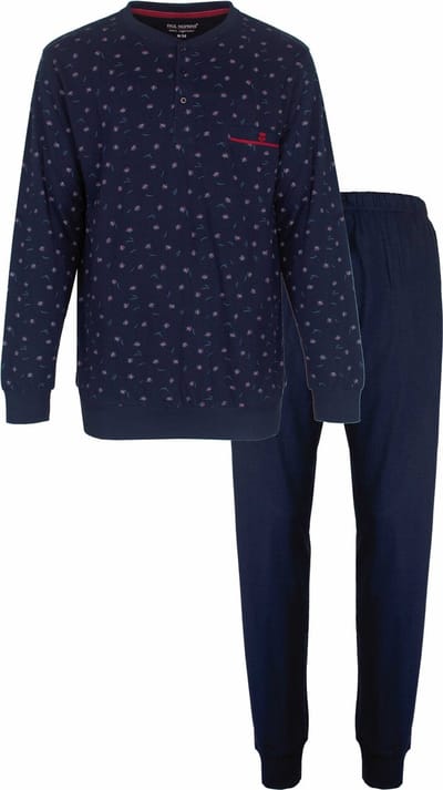 Paul Hopkins Heren Pyjama - Geprint Dessin - Navy Blauw - Maat S