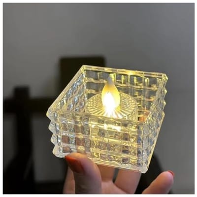LED-kaarsen - LED-theelichtjes | 6x vierkante acryl theelichtjes op batterijen, romantisch, realistisch, elektrische kaarslampjes, bruilofts- en kerstkaarsen