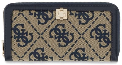 GUESS portemonnee Audrey Logo SLG Zip Around Wallet Navy Logo donkerblauw