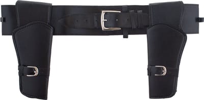 Funny Fashion Verkleed cowboy holster - voor 2 revolvers/pistolen - zwart - maat voor volwassenen