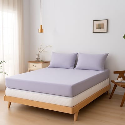 Bamboe hoeslaken Lavender Mist lila 140x200 cm – Topdekmatras hoeslaken, zacht, ademend & hypoallergeen | Boomba Bamboo®