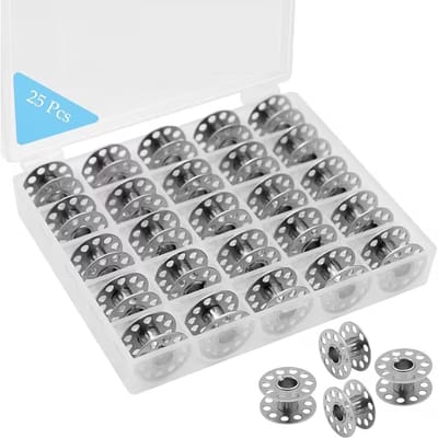 25 metalen spoeltjes – Naaimachine accessoire – Universeel – 11 mm – Zilver