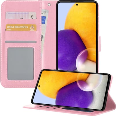 Hoesje - Geschikt voor Samsung Galaxy A72 5G - Luxe Bookcase - Walletcase Hoes - Portemonnee - Cover - Telefoonhoes - Lichtroze