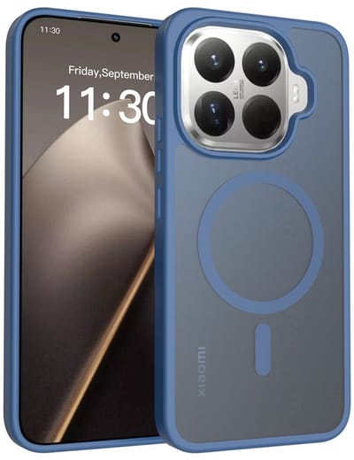 Hoesje voor Xiaomi 15T Pro – Hybrid Back Cover - Compatible met MagSafe – Schokabsorberend TPU & Hard PC – Matte Semi Transparante Beschermhoes Blauw