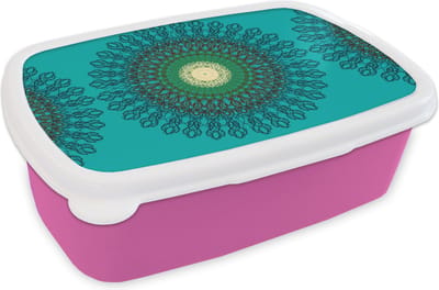Broodtrommel Roze - Lunchbox - Brooddoos - Mandala - Design - Patronen - Filigraan - 18x12x6 cm - Kinderen - Meisje