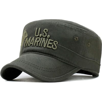Unisex Us Marines Borduur Baseballpet Lente Herfst Buiten Verstelbaar Casual Petten Mannen Platte Top Militaire Petten Hip-Hop Pet legergroene kleur