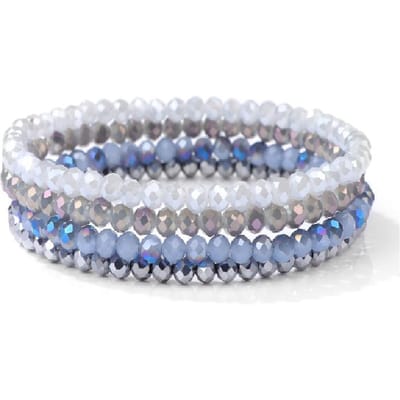 Mode 4 Stuks Kleurrijk Kristallen Armband Voor Vrouwen Mannen Geslepen Kristal Kralen Armband Set Handgemaakte Glanzende Sieraden Vrouwelijk 19cm white