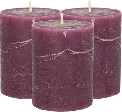 Atmospera Stompkaars/cilinderkaars - 3x - bordeaux rood - 7 x 9 cm - middel rustiek model