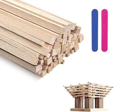 Set van 60 vierkante houten stokjes 3 x 3 x 300 mm en 6 x 6 x 300 mm voor knutselen, ambachtelijke projecten en DIY-activiteiten