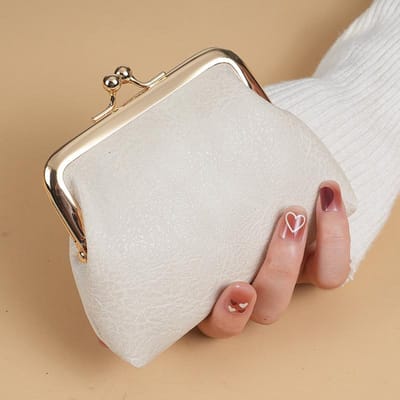 Nieuwe Retro Portemonnee Dames Korte Portemonnee Gesp Snoepkleurige Muntportemonnee Portemonnee Kleingeldportemonnee beige