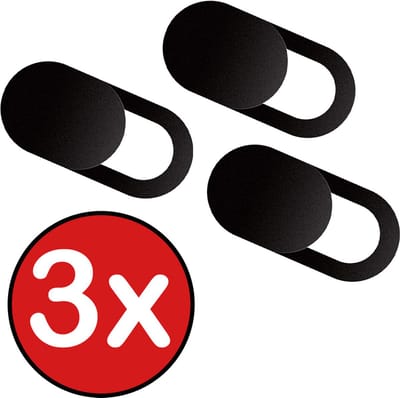 Webcam Cover Privacy Schuif Universeel Camera Cover Webcam Schuifje Zwart - 3 PACK