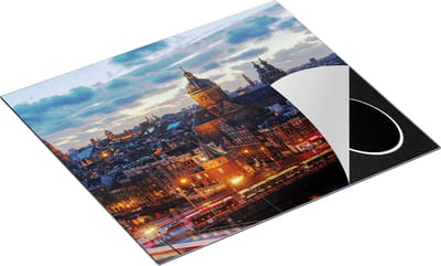 Chefcare Inductie Beschermer Amsterdam Centrum Luchtfoto Zonsondergang - 60x50 cm - Afdekplaat Inductie - Kookplaat Beschermer - Inductie Mat