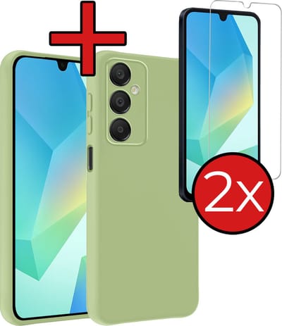 Hoesje - Met 2x Screenprotector - Geschikt voor Samsung Galaxy A16 - Sterk & Shockproof - Telefoon Hoes - Back Cover - Siliconen Case - Telefoonhoes - Groen