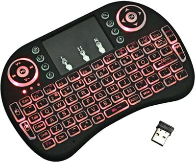 Mini i8 Air Mouse 92-toetsen QWERTY 2.4G draadloos backlight toetsenbord met Touchpad voor Android TV Box & Google TV Box & PC Tablet & Xbox360 & PS3 & HTPC/IPTV, biedt automatische slaap en ontwaak functie
