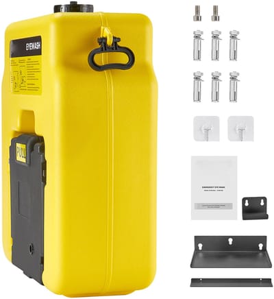 Oogspoelstation 53 L, Osha-Conform Oogspoelstation voor Wandmontage Of Vrijstaand Gebruik, Oogreinigingsapparaat met Twee Sproeiers, Ehbo-Eenheid voor Scholen, Laboratoria en Fabrieken, Geel