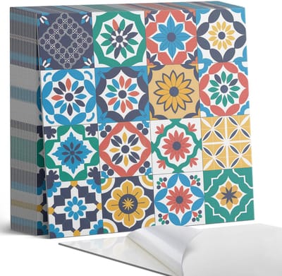 Coloray Plaktegels - Mozaïekpatronen in de lay-out Zelfklevende Tegels - 20 cm x 20 cm - Groente Plaktegels - 20 stuks - Vierkant PVC Tegels - Plaktegels Badkamer - Plaktegels Vloer - Vinyl Tegels Zelfklevend - Wandtegel Zelfklevend