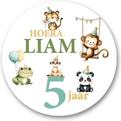 Traktatiestickers - Dieren - Gepersonaliseerd - Sluitstickers - Kinderfeest Traktatie - Uitdelen - Uitdeeltraktatie - Traktatiestickers Met Naam en Leeftijd - Pimp Studio