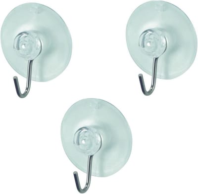 Benson Ophanghaak met zuignap - wit - 3x - kunststof - D45 mm