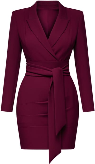 LARICA Jurk - Lange Mouw - Rits - Effen Bordeaux XS