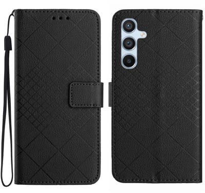 Coverup Hoesje - Geschikt voor Samsung Galaxy A56 Hoesje - Coverup Rhombus Book Case - Zwart