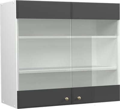 Vicco Fame-Line Glazen keukenkast – 80 cm Antraciet-goud