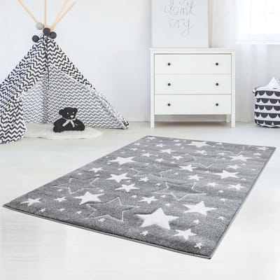 Kindertapijt Koho Sterretjes Grijs Vloerkleed - 140x200- Kinderkamer - Babykamer - Baby - Kids - Jongens en Meisjes - Kinderen