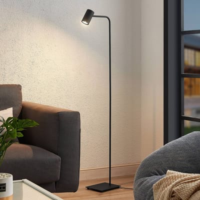 Lindby - vloerlamp - 1licht - staal - H: 140 cm - GU10 - zandzwart