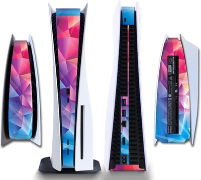 Gadgetpoint - Console Sticker Strip voor PS5, PlayStation 5 - Performance Gaming Skin - Bescherming Accessoires - Roze/Blauw