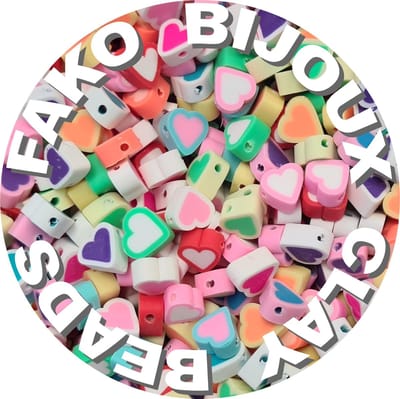Fako Bijoux - 100 Klei Kralen Hartjes Candy - Polymeer Kralen - Figuurkralen - Kleikralen - 10mm - 100 Stuks