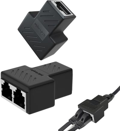 LAN-splitter set - Netwerkverdeler adapter - Internet delen - 1 op 2 poorten - 2 stuks - Zwart