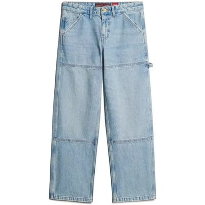 Superdry Denim Timmermansbroek met Middelhoge Taille Lichtblauw Grootte: 26/30