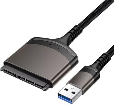 USB-A naar SATA Adapter 6Gbps – Aluminium – 2.5" & 3.5" SSD/HDD Kabel – Zwart – Sata naar USB-A 3.0 Converter met UASP