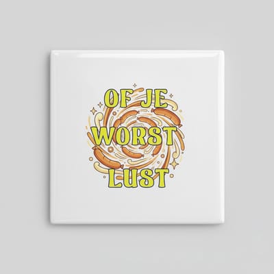 Grappige “Of Je Worst Lust” Keramische Tegel 15x15 cm – Humoristische Hollandse Worst Design | Uniek Keuken & Woondecoratie Cadeau