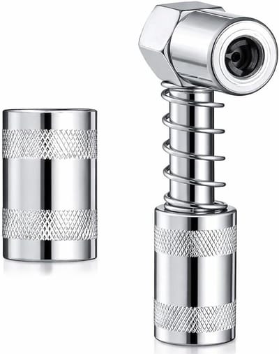 Adapter vetpistool - Schuine koppeling - Smeren machineonderdelen - 90 graden hoek - 15x10x2 cm - Zilverkleurig