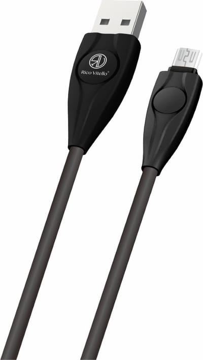 Rico Vitello Micro snel oplaadkabel- datakabel naar USB, extra sterk 1 meter/ hoge kwaliteit/geschikt voor Samsung S7 edge- S7-S6 edge +-S6 edge-S6- Samsung J en A serie Huawei/HTC/Nokia Lumia/LG/ Xiaomi Mi met micro oplaadpoort Zwart