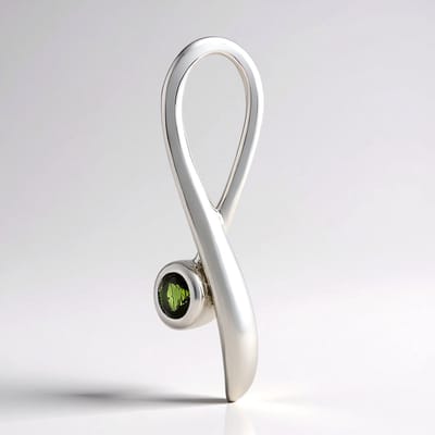 Cavill - Zilveren Hanger 925 Sterling Zilver met Palladium - Braziliaanse Groene Toermalijn 0 145 ct Rond Slijpsel - Elegant 26x7 mm Dames Sieraad