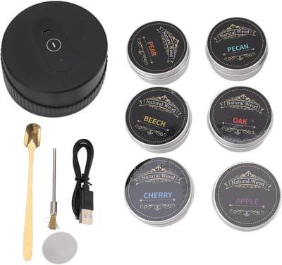 Electric Whiskey Smoker Set - Old Fashioned Smoker Kit - 6 Wood Chips - Food Smoker Infuser voor Keuken Cocktails