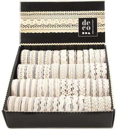 Decoratief lint, B: 6-18 mm, crème, 56x0.90 m/ 1 doos