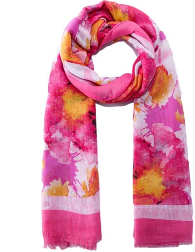 Emilie scarves - sjaal - bloemenprint - lang - fuchsia roze - glitter