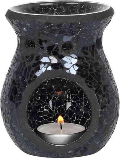 Crackle Mozaïek Oliebrander/Geurbrander/Waxbrander - Zwart