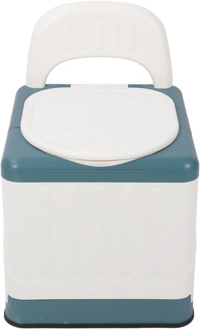 Draagbaar Toilet - Nachtkastje Stoel - Thuiszorg - Geurafscheiding Dubbel Deksel - 45 x 39 x 23 cm - Wit