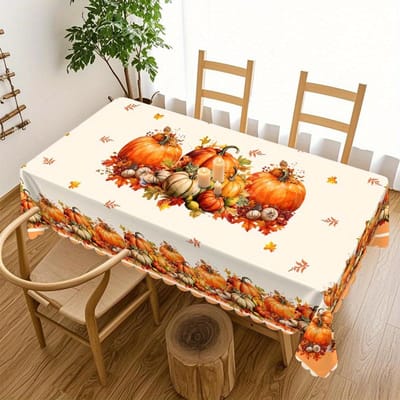 Dankzijzeg-Pompoen Rechthoekige Tafelkleed voor Tafeldecoratie Feest Waterdicht Herbruikbaar Tafelkleed voor Tafel Keuken Eetkamer 100x160cm