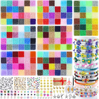 168 kleuren, 44506 stuks kralen voor armbanden, kralenset, 3 mm, glazen kralen om te rijgen, rocaillekralen, armbanden, sieraden zelf maken, set met letterkralen voor het maken van armbanden