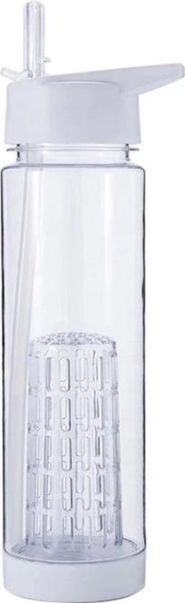 LaCardia Waterfles 700 ml Drinkfles met Fruitfilter en Rietje - BPA vrij - Drinkbus voor Kinderen en Volwassenen - Sportfles & Travel Mug - Wit