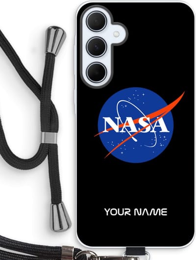 Gepersonaliseerd - Case Company® - Hoesje met koord geschikt voor Samsung Galaxy A35 hoesje met Koord - NASA - Telefoonhoesje met Zwart Koord - Bescherming aan alle Kanten en Over de Schermrand