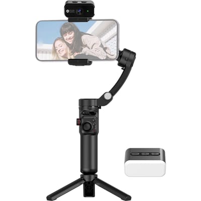 TOKQI M02 Kit IA Stabilisateur Cardan 3 Axes Portable pour Téléphone Vlog Cardan Anti-tremblement Suivi IA Contrôle par Gestes avec M02 AI kit white