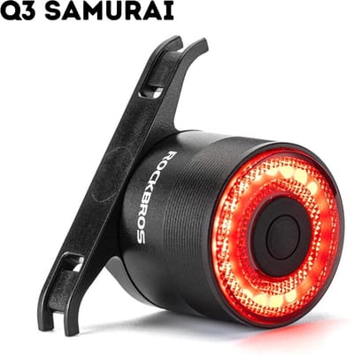 ROCKBROS Q3 Samurai - Smart Brake Fietsachterlicht - Automatisch LED Achterlicht met Bewegings- & Remsensor - Waterdicht IPX5 - USB-C Oplaadbaar - Geschikt voor MTB, Racefiets, Zadelpen & Zadelrail - High-Visibility Fietsverlichting