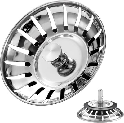carmdering - Gootsteen Afvoer Plug voor de Keuken - Geen Verstopping - Spoelbak - Wasbak - Afvoerstop - Ontstopper - Zeef - Korfplug - Wastafel - 2 Stuk - 78 mm - RVS